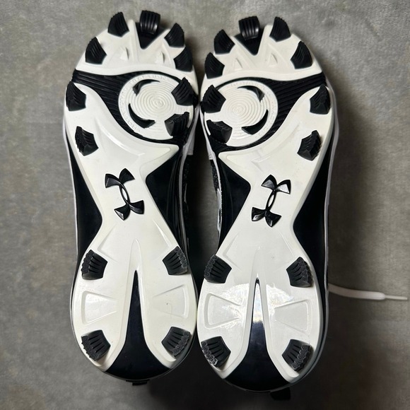 NEW Under Armour Mid TPU Baseball Cleats Men Size 6.5 Black White 1278738-011 - Picture 6 of 10